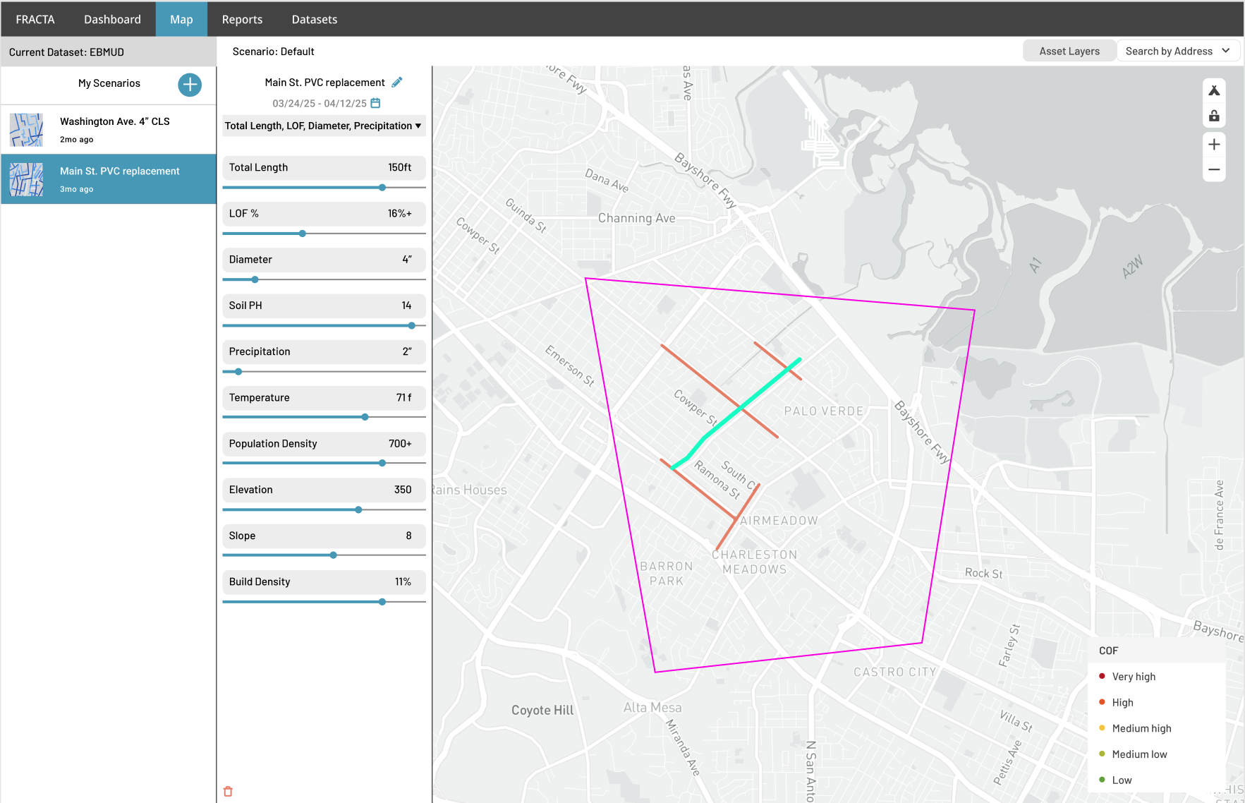 Selecting segments on the map to view details and build a project.