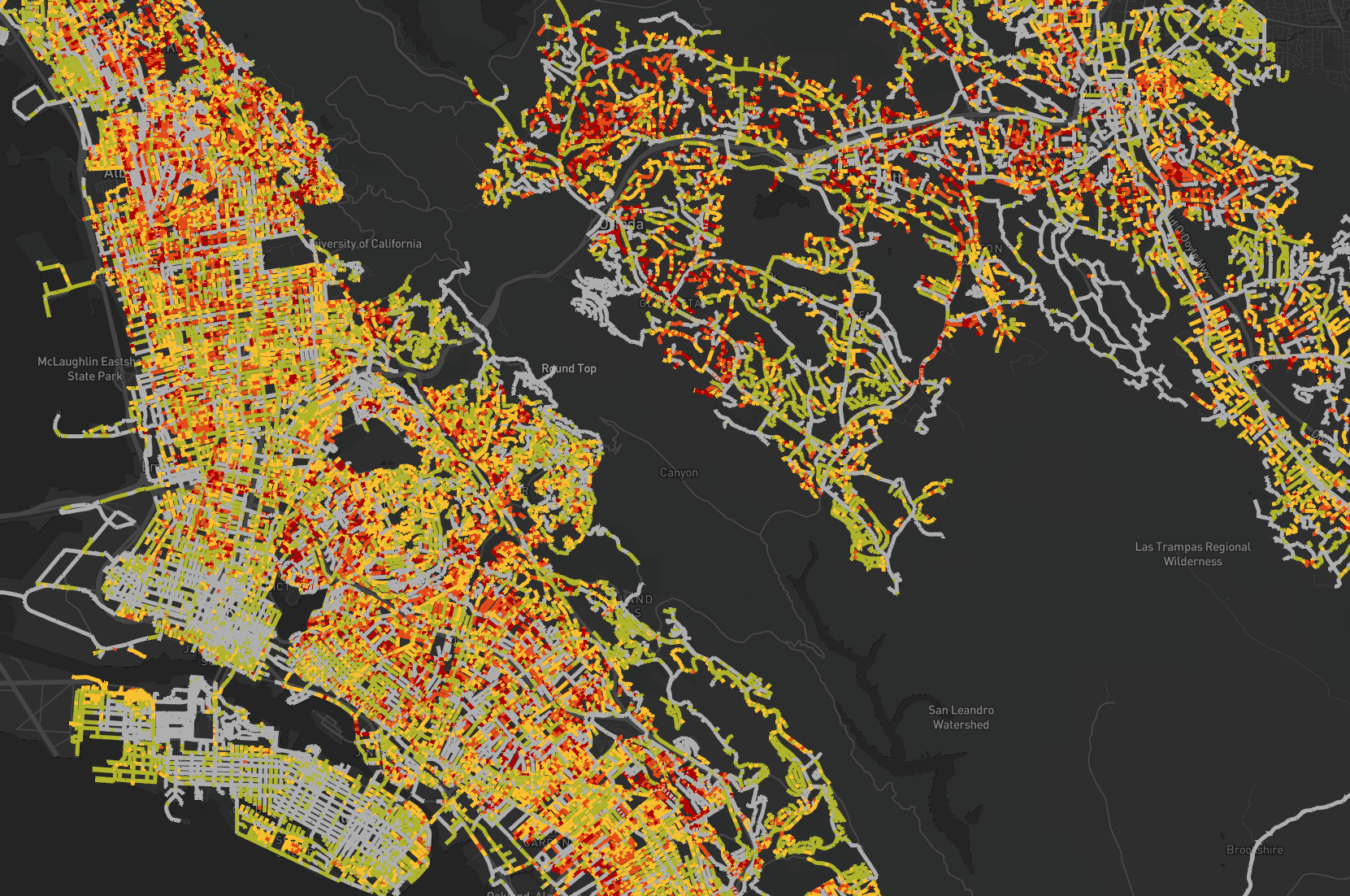 Color-coded map of San Francisco neighborhoods showing Likelihood of Failure models.